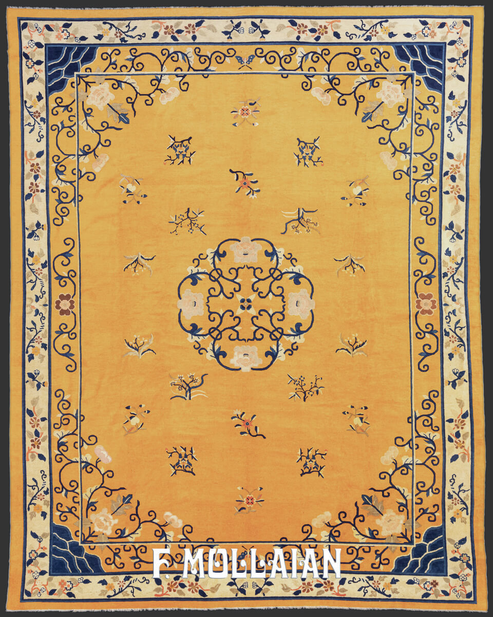 Antique Chinese Peking Imperial Gold-Color Rug n°:478021