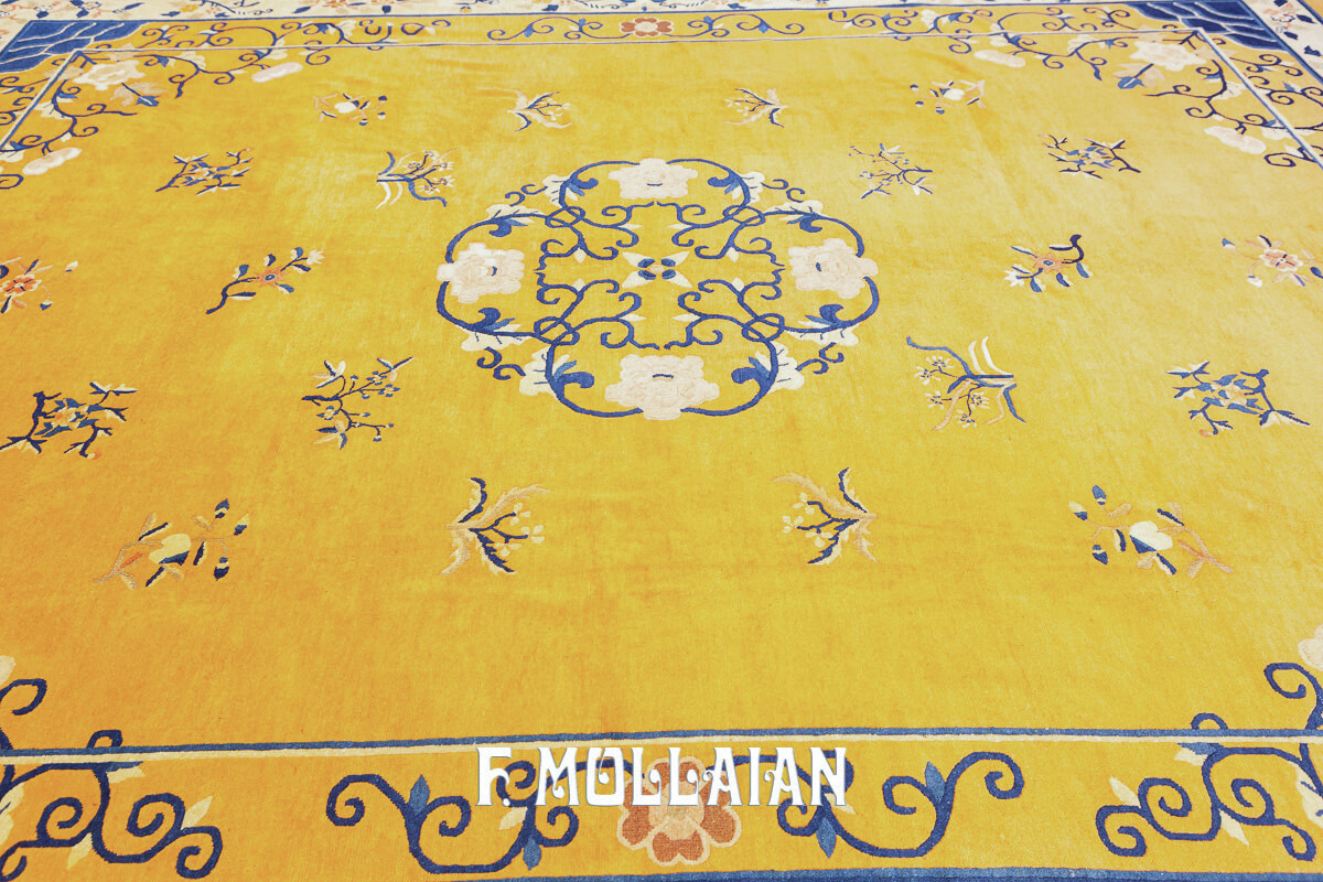 Antique Chinese Peking Imperial Gold-Color Rug n°:478021