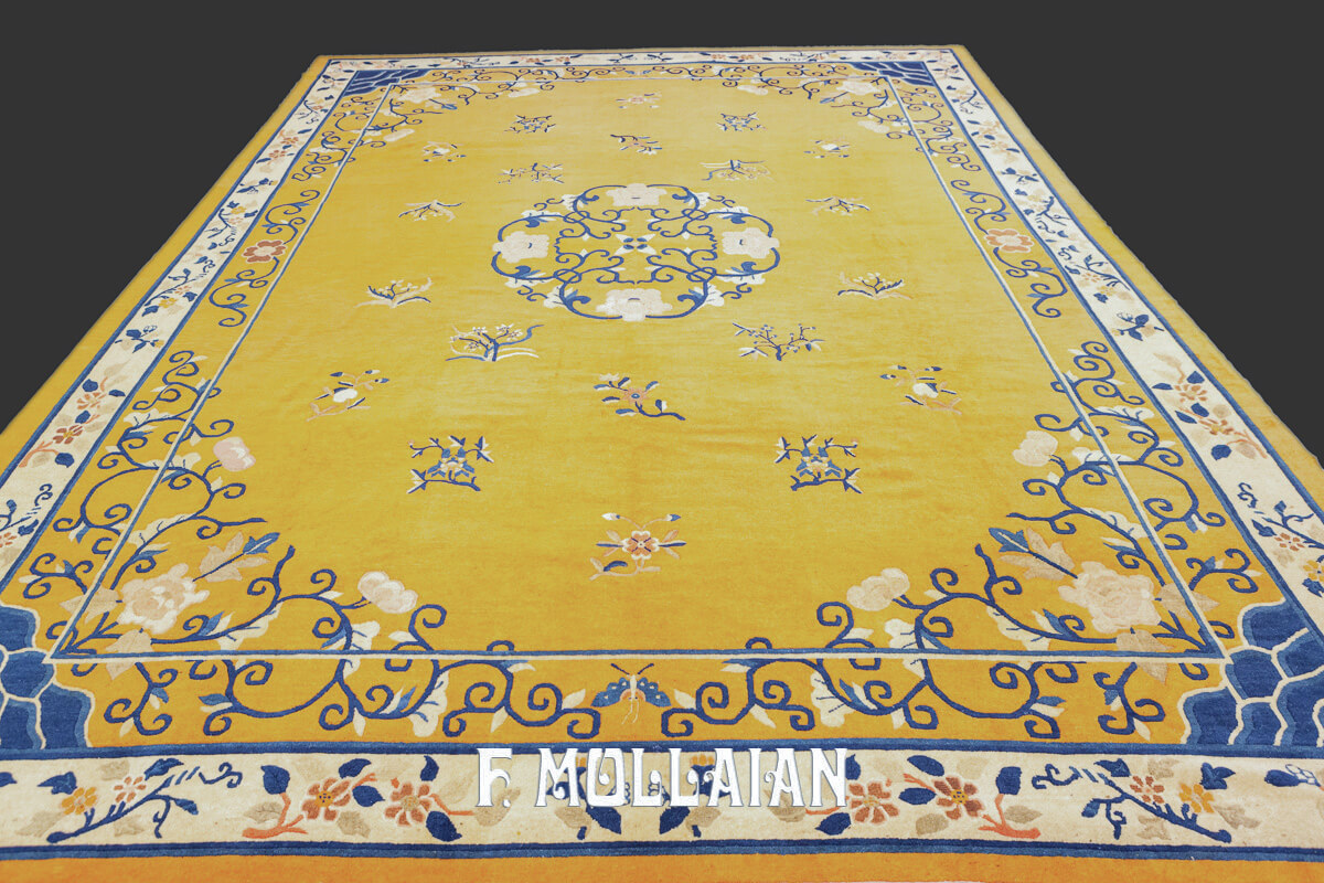 Antique Chinese Peking Imperial Gold-Color Rug n°:478021