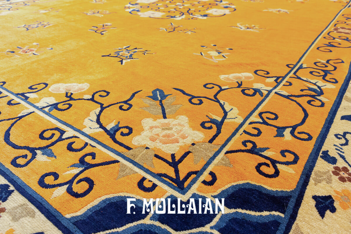 Antique Chinese Peking Imperial Gold-Color Rug n°:478021