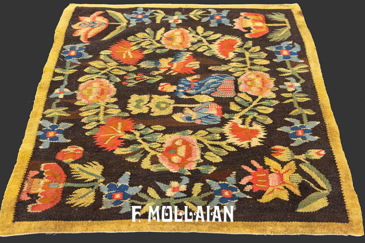 Antique Small Square shape Rollakan Swedish Handmade Textile n°:10685927