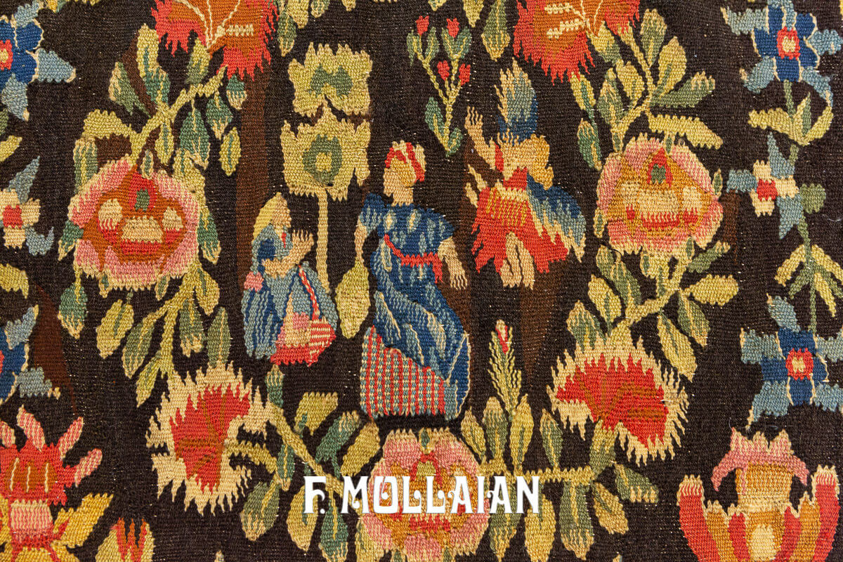 Antique Small Square shape Rollakan Swedish Handmade Textile n°:10685927