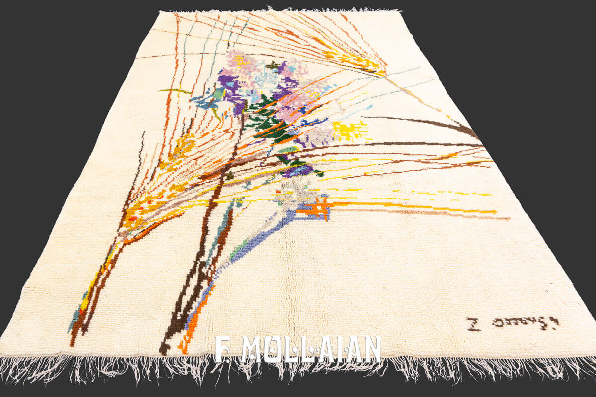 Art-deco Signed European High-pile Hand knotted Carpet n°:919867
