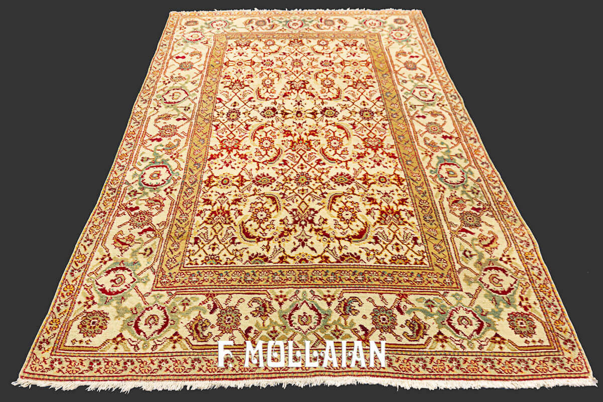 Beige Field Floral All-over Indian Agra Antique Rug n°:16893202