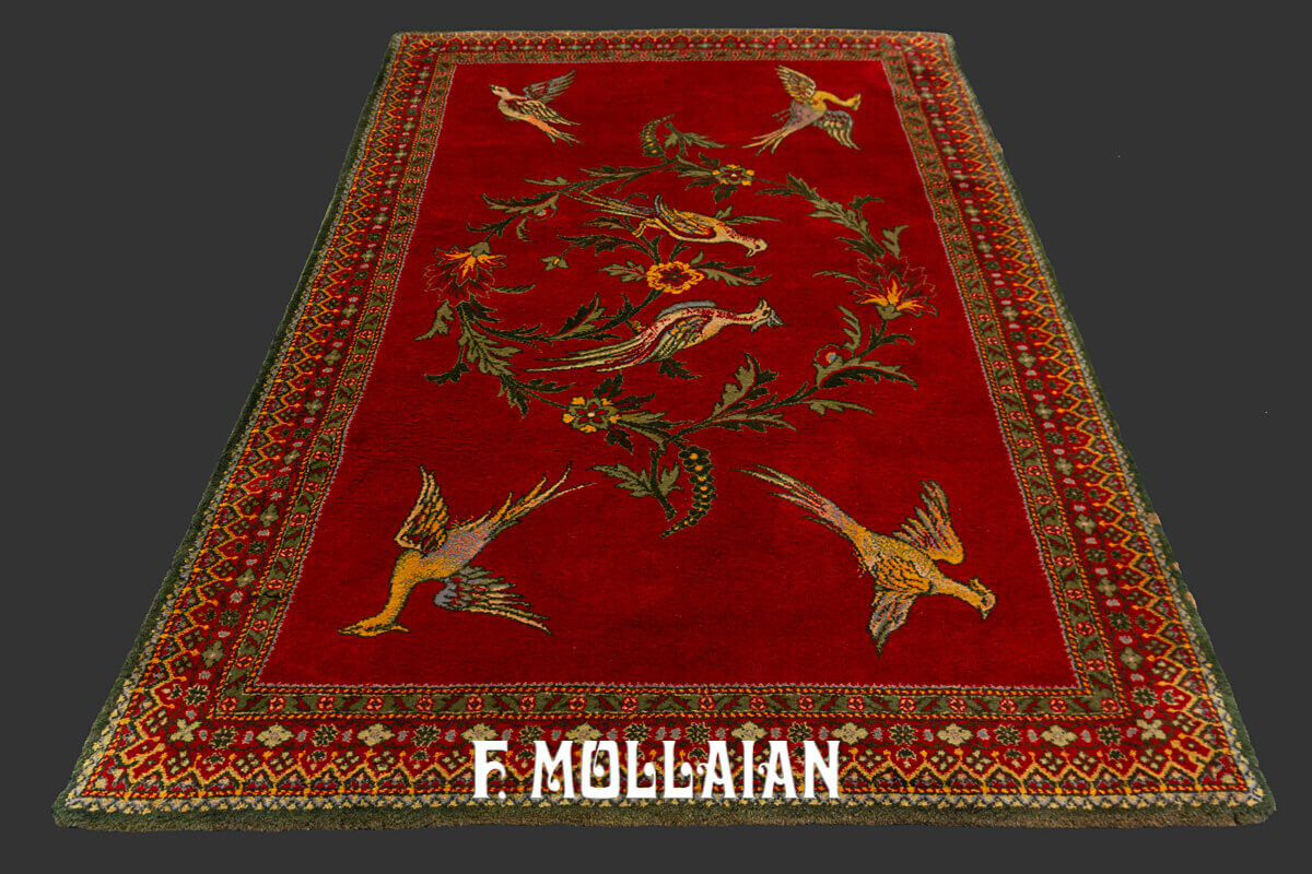 Cherry Field with Birds and Flower Rings, An European Rug n°:96823813