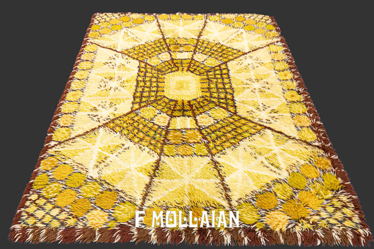 Decorative Swedish Rya Rug n°:46788487