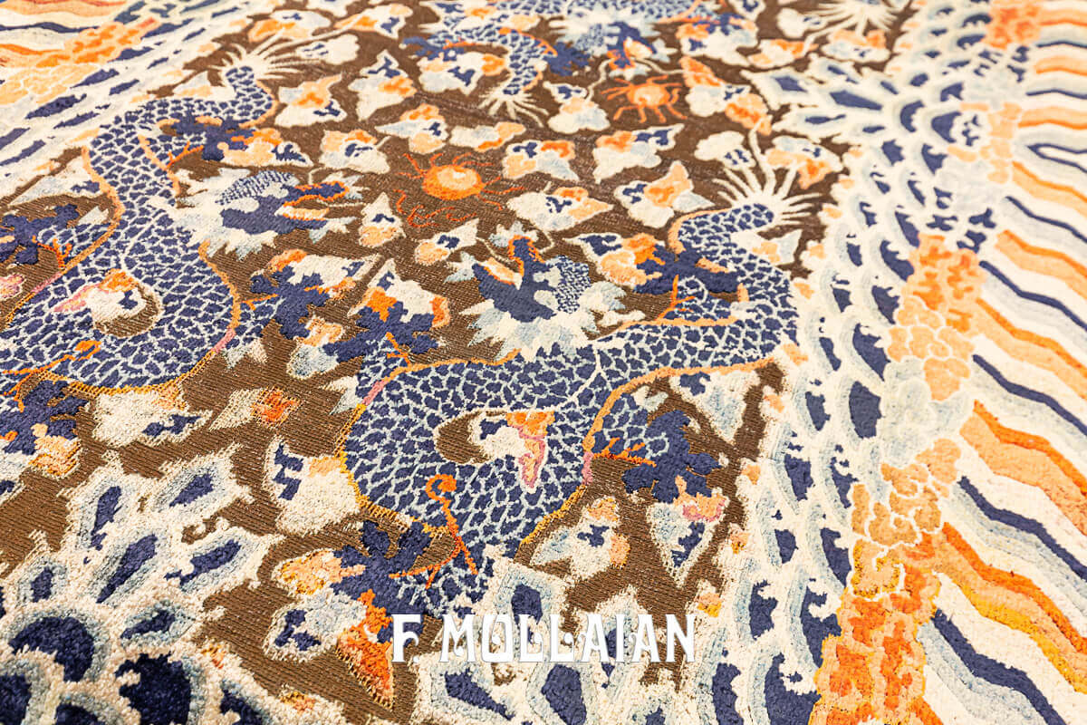 Five-Dragon Imperial Silk and Metal Chinese Rug n°:76413405