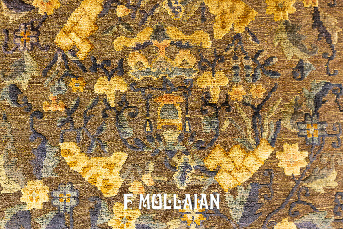 Imperial Antique Silk & Metal Chinese Souf (Metal Thread Field) Rug (201×120) n°:82860609