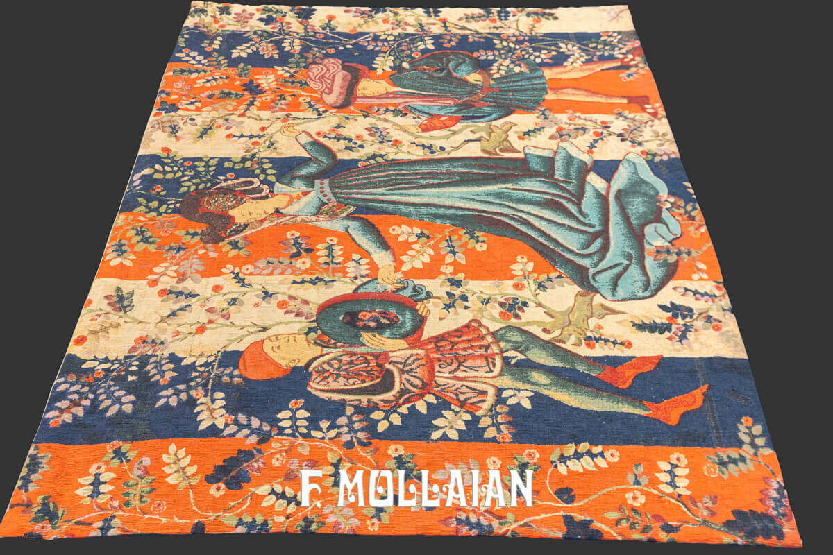 Multi-culore and Figurative Handmade European Textile n°:830911