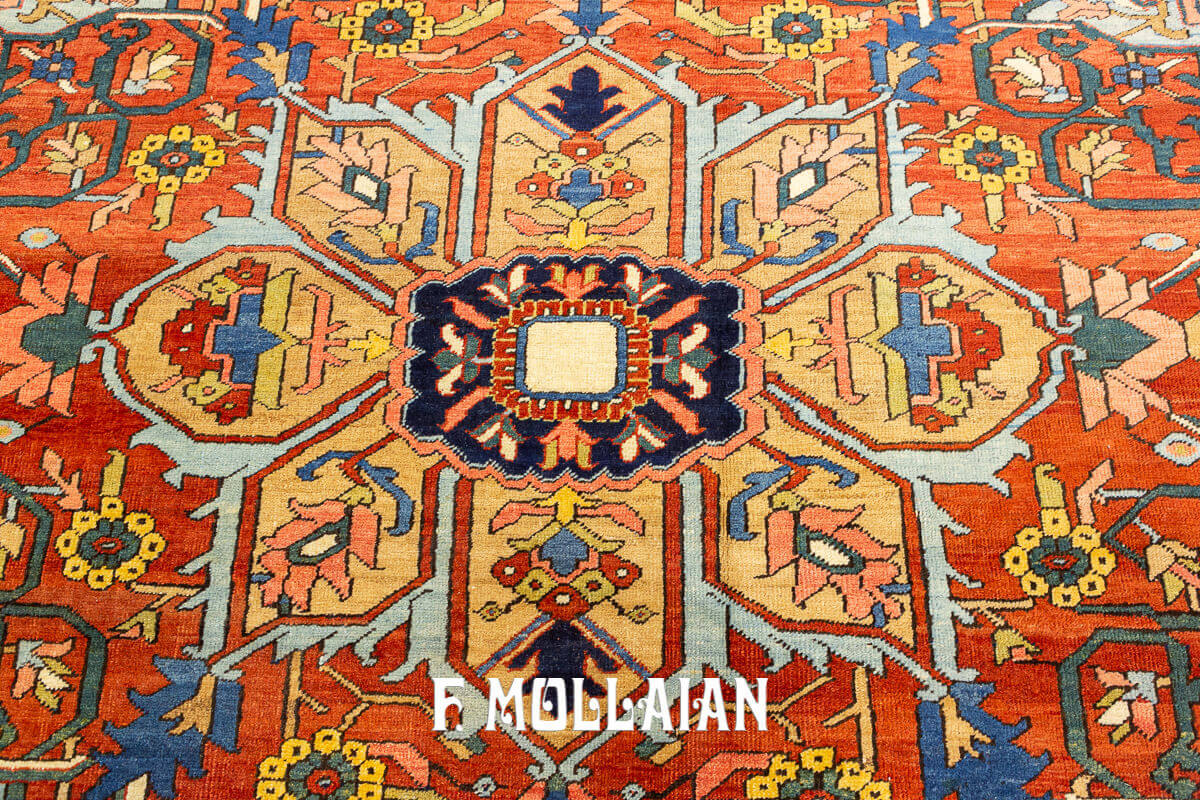 Tapis Persan Antique Heriz (Heris) Surdimensionné n°:51013663