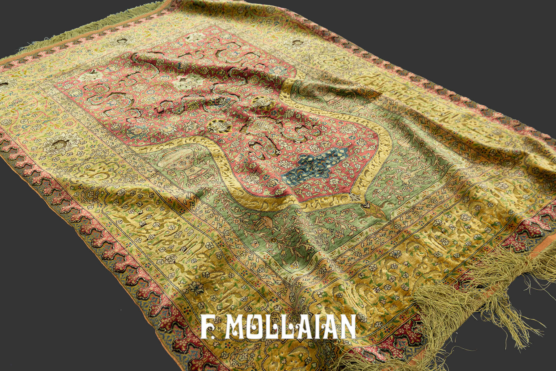 Rare Antique Signed “ZAREH” Peyman prayer design Koum Kapi Turkish Rug n°:734993