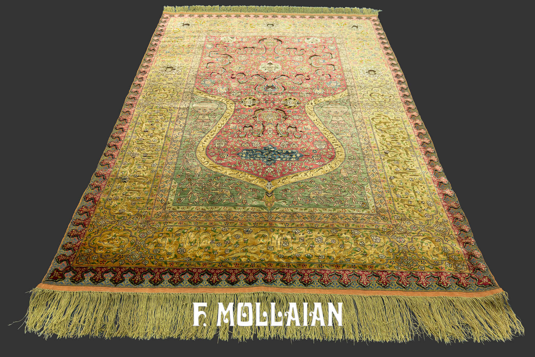 Rare Antique Signed “ZAREH” Peyman prayer design Koum Kapi Turkish Rug n°:734993