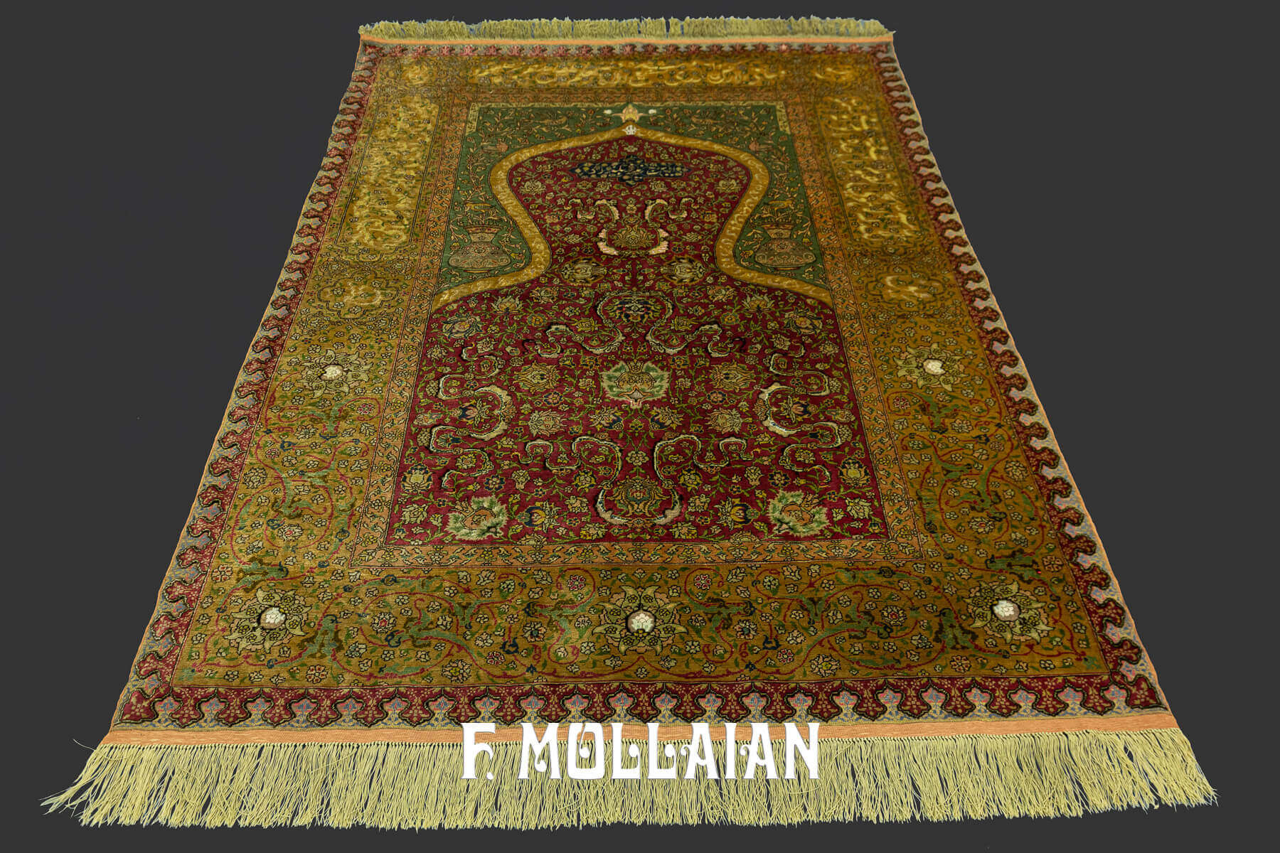 Rare Antique Signed “ZAREH” Peyman prayer design Koum Kapi Turkish Rug n°:734993