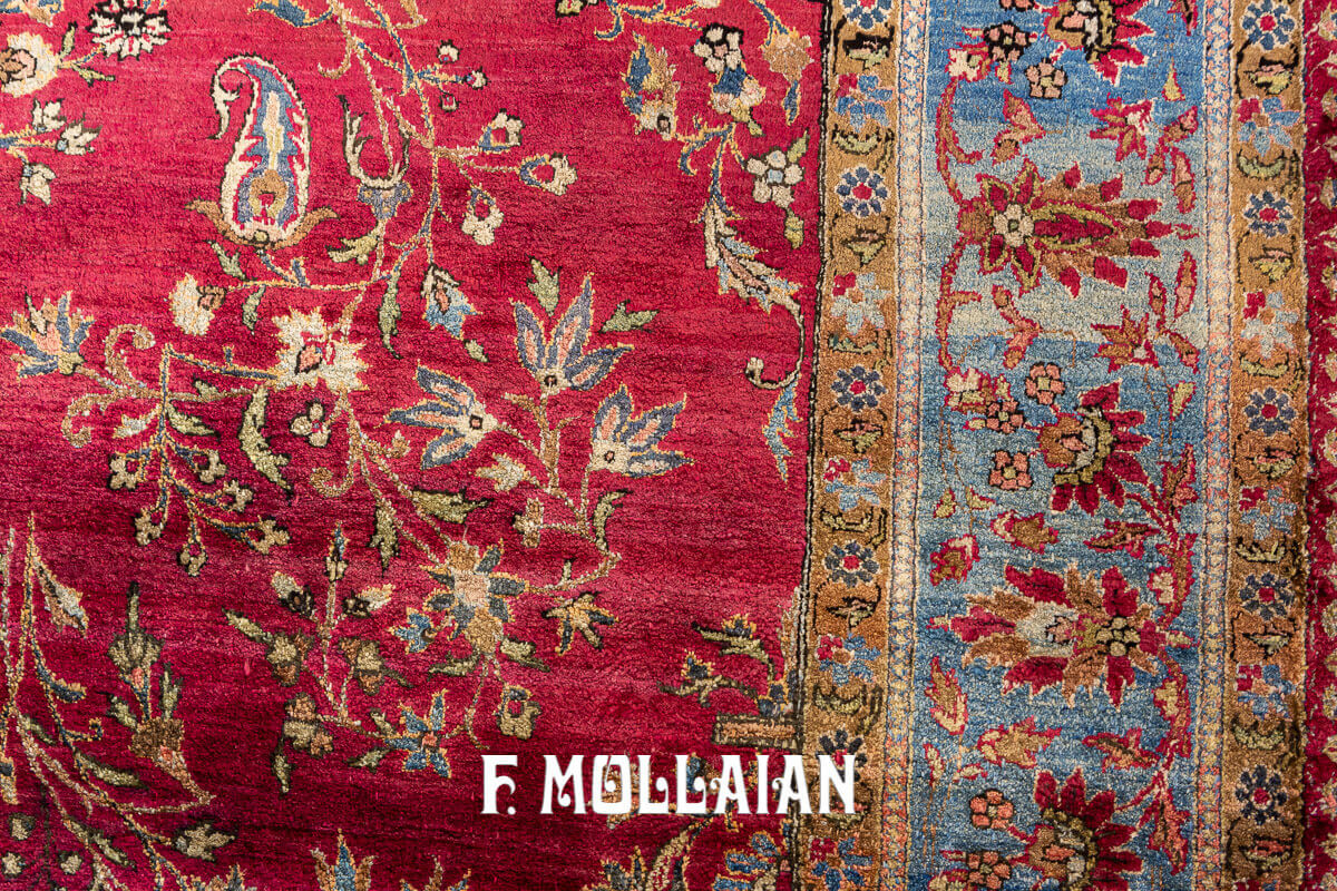 Red-Field very fine knotted Persian Kashan Silk Antique Rug n°:83094465