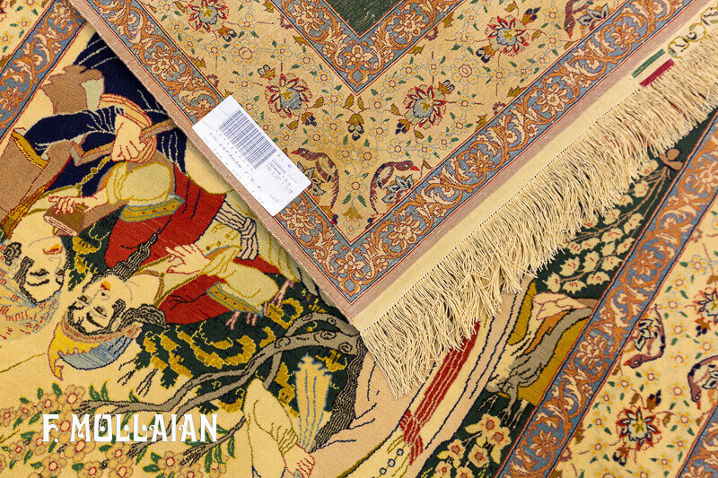 Persian Figurative Isfahan Warp Silk Rug n°:29488046