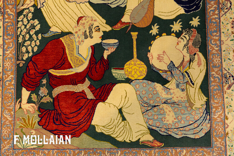 Persian Figurative Isfahan Warp Silk Rug n°:29488046