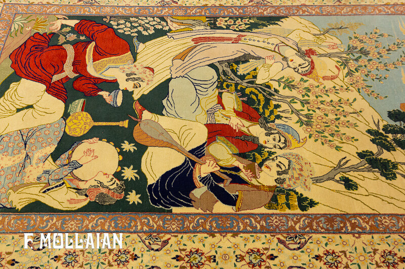 Persian Figurative Isfahan Warp Silk Rug n°:29488046
