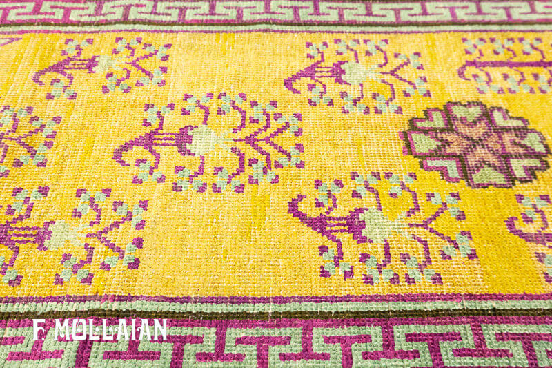 Tapis Khotan de Couloir Jaune Couleur n°:A991111
