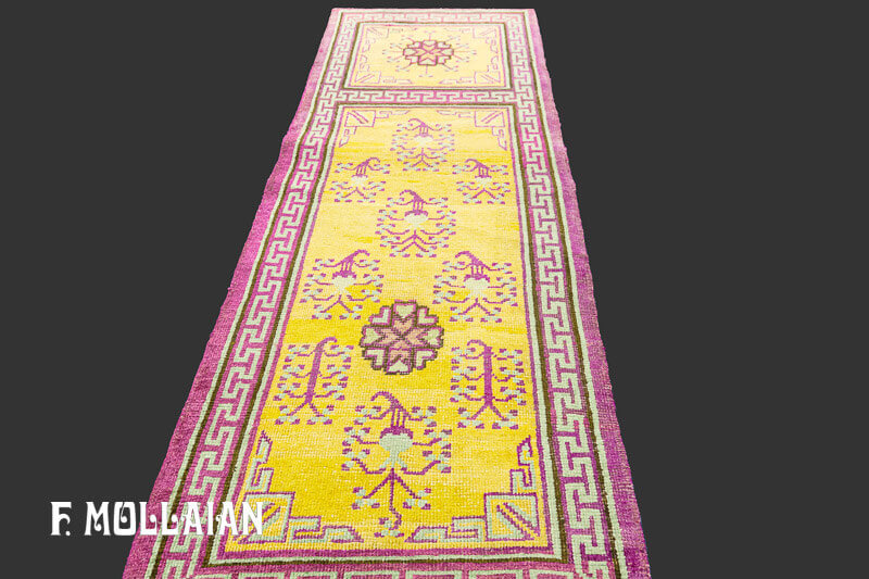 Tapis Khotan de Couloir Jaune Couleur n°:A991111