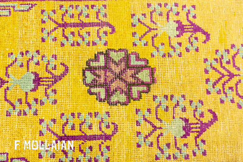 Tapis Khotan de Couloir Jaune Couleur n°:A991111