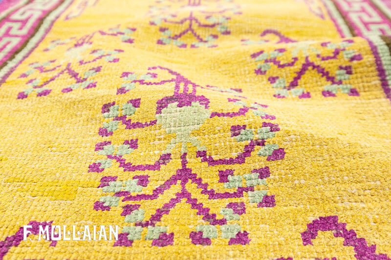 Tapis Khotan de Couloir Jaune Couleur n°:A991111