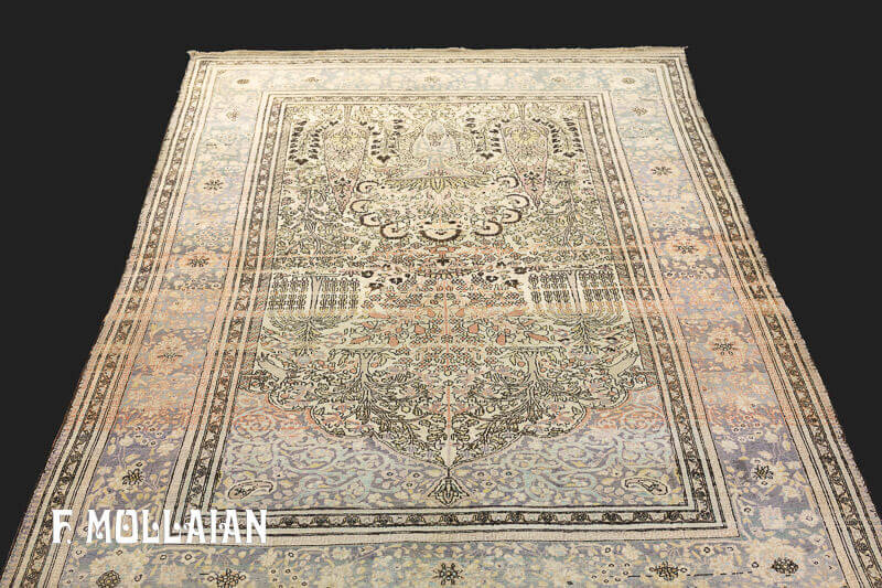 Antique Persian Kashan (Mohtasham) Silk Rug n°:24162423