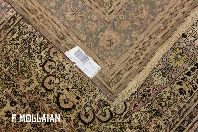 Antique Persian Kashan (Mohtasham) Silk Rug n°:24162423
