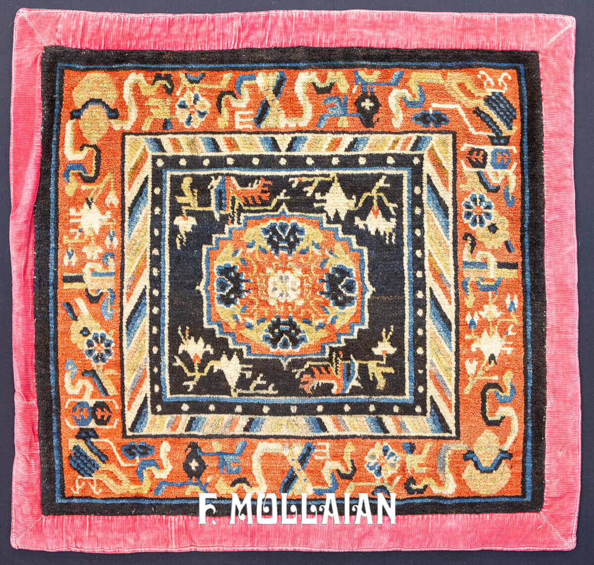 Antique Hand-knotted Tibetan Meditation Rug n°:29855895