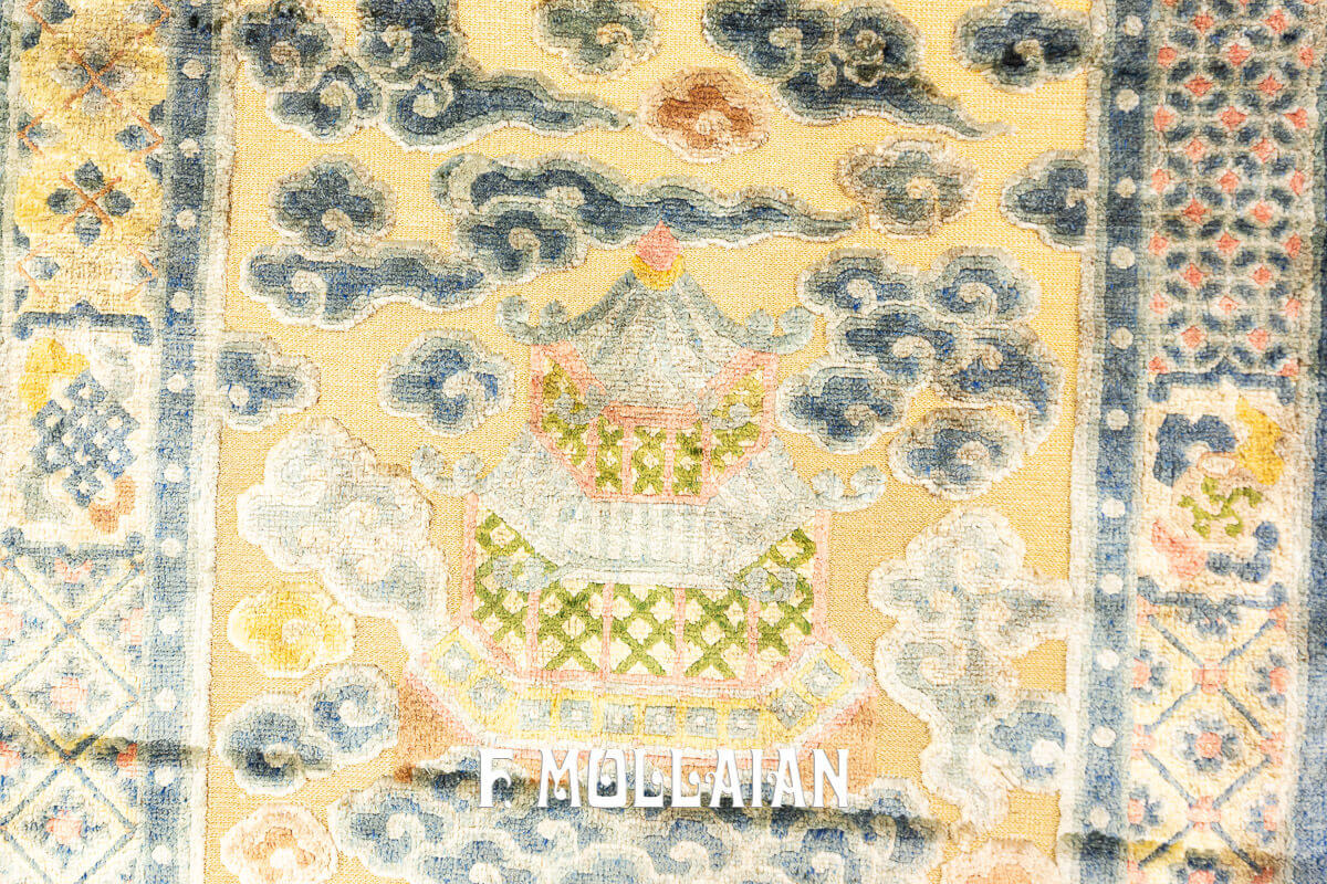 Antique Chinese Souf with Silk and Metal Thread Hand knotted and woven Rug n°:659997