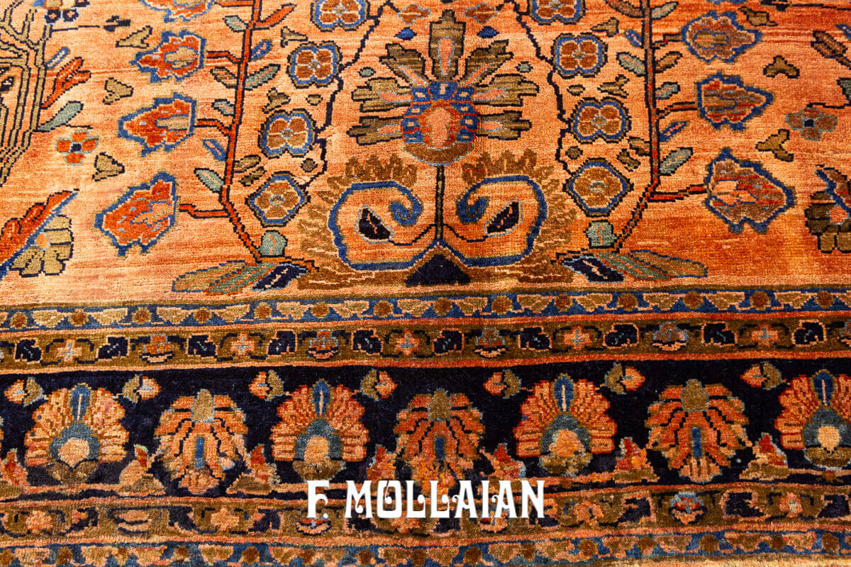 Tapis Persan Antique Sarouk de Couleur Saumon n°:84166056