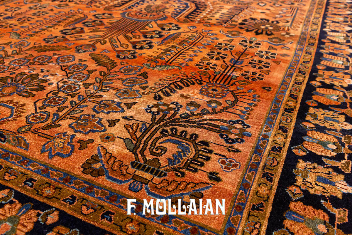 Tapis Persan Antique Sarouk de Couleur Saumon n°:84166056