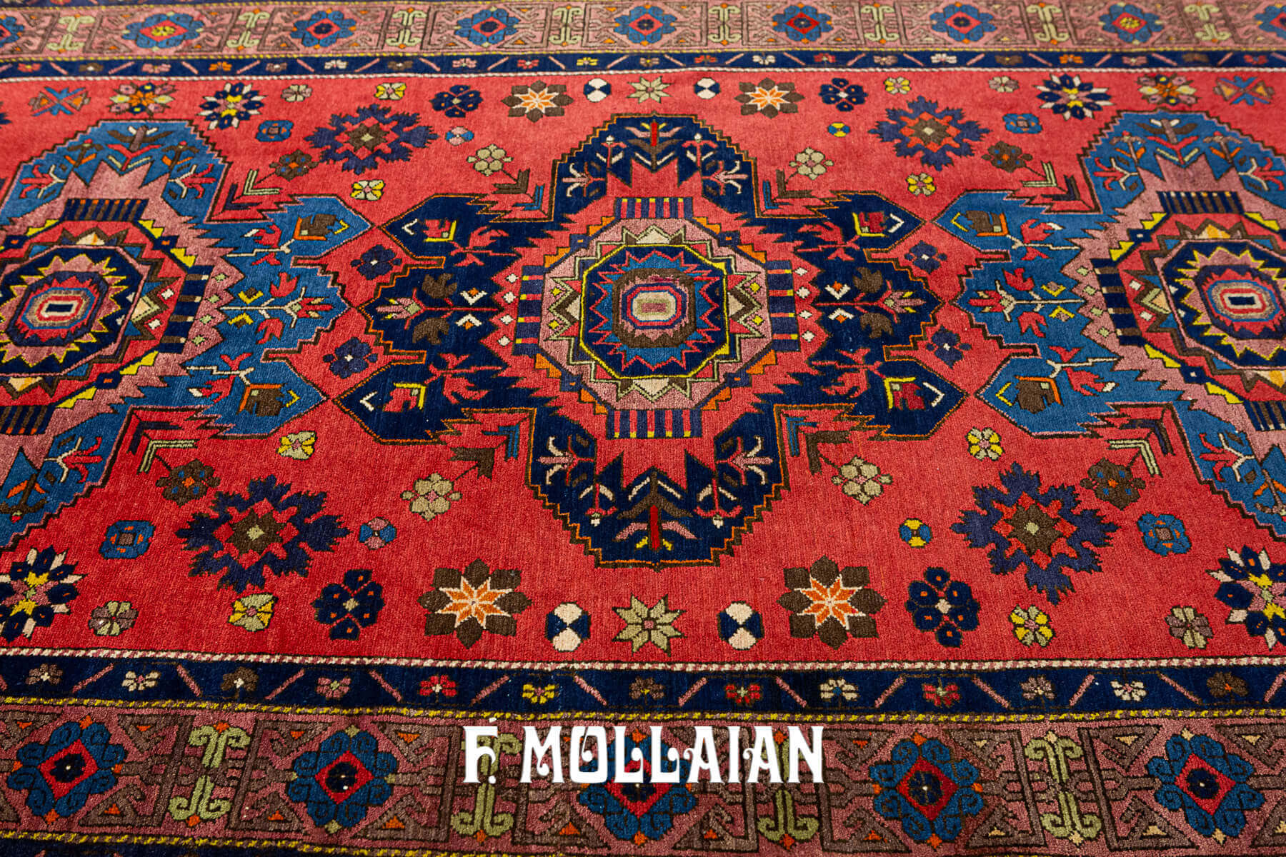 Antique Caucasian Lezghi Bold Design Hand-Knotted Rug n°:89205508