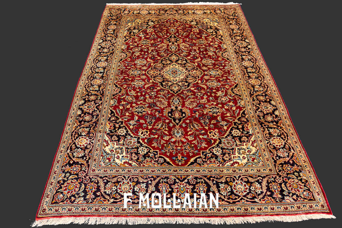 Tappeto in Seta Persiano Kashan Fondo Rosso n°:145641