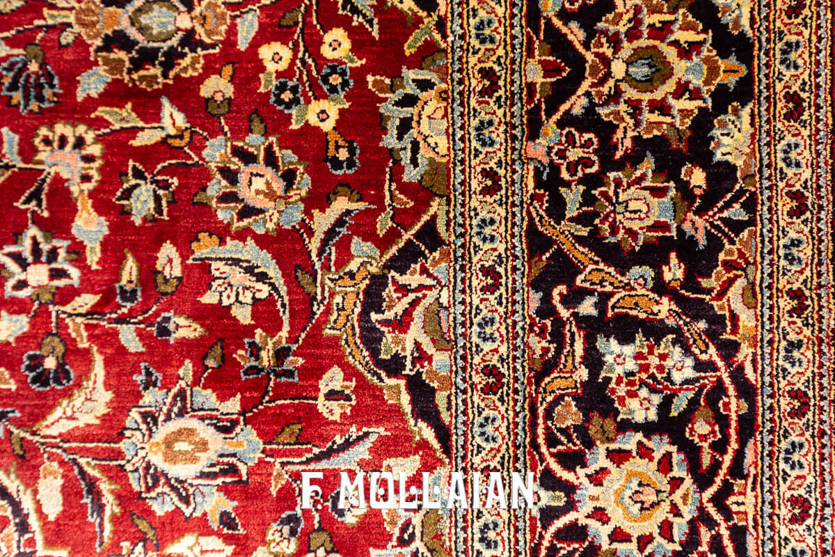 Tappeto in Seta Persiano Kashan Fondo Rosso n°:145641
