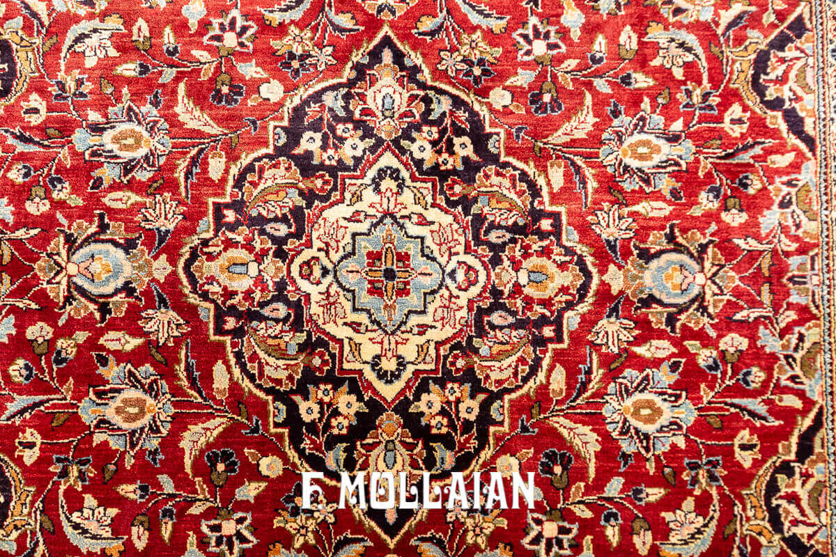 Tappeto in Seta Persiano Kashan Fondo Rosso n°:145641
