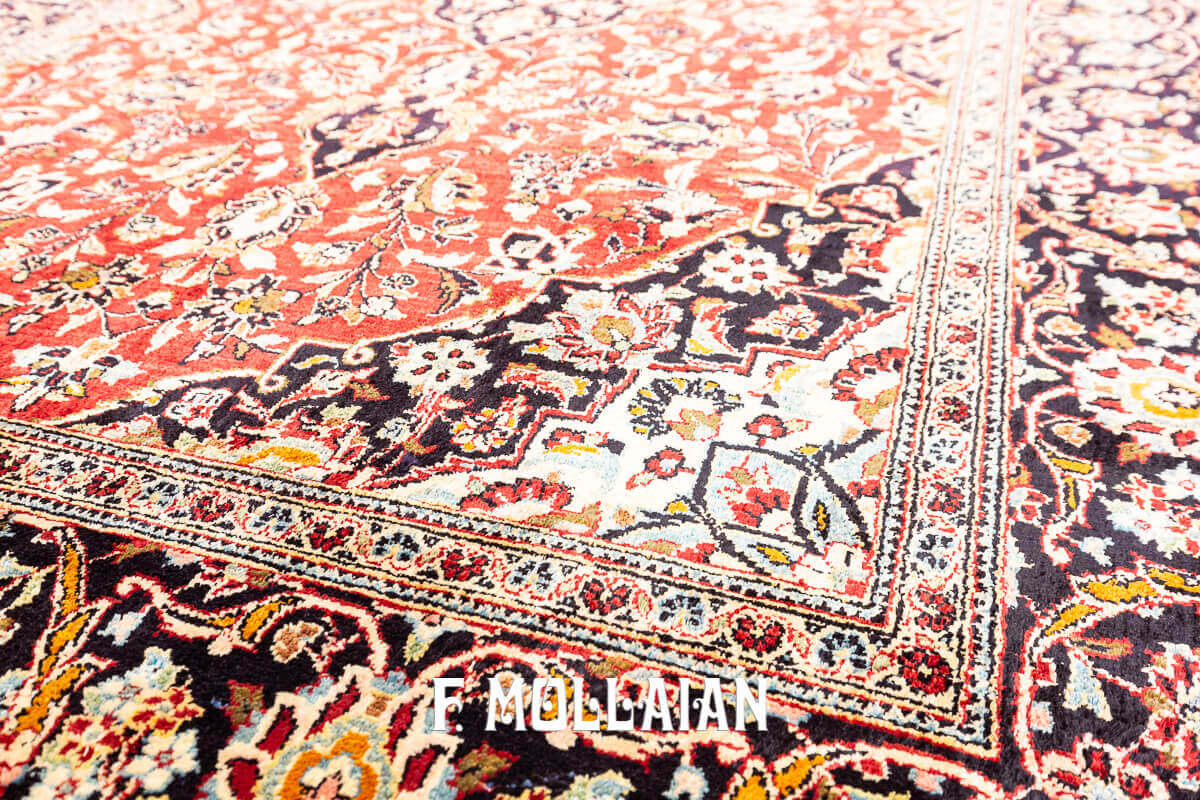 Tappeto in Seta Persiano Kashan Fondo Rosso n°:145641