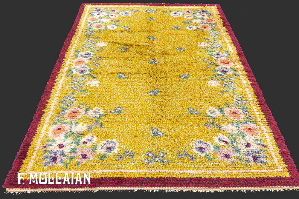 Yellowish Vintage Rya Swedish Rug n°:11692802