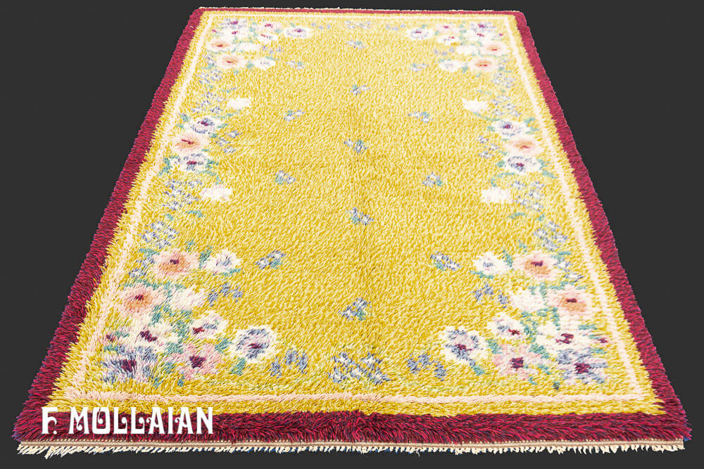 Yellowish Vintage Rya Swedish Rug n°:11692802
