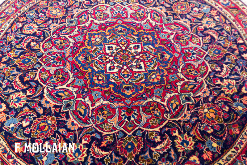Antique Persian Kashan Dabir Round Rug n°:15375737