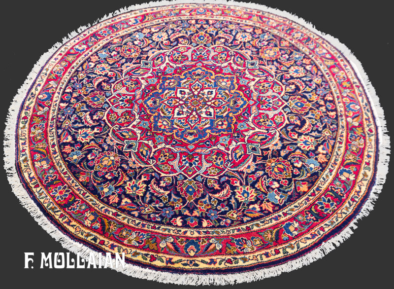 Antique Persian Kashan Dabir Round Rug n°:15375737
