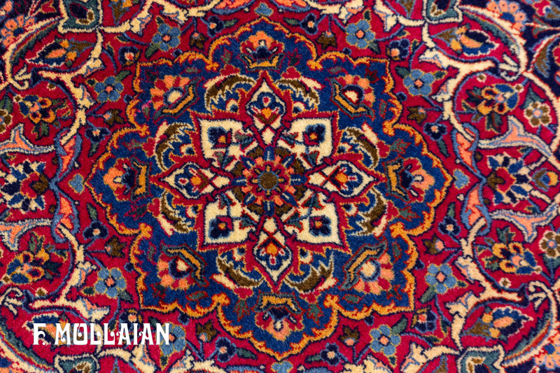 Antique Persian Kashan Dabir Round Rug n°:15375737