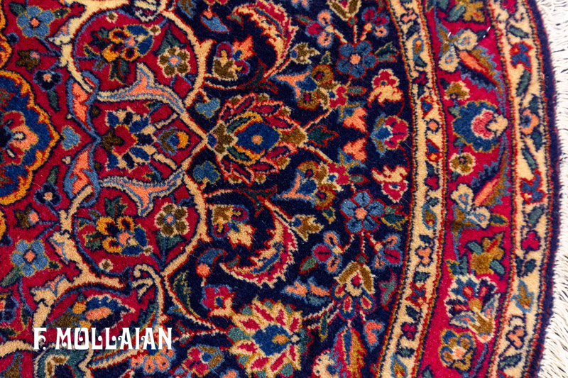 Antique Persian Kashan Dabir Round Rug n°:15375737