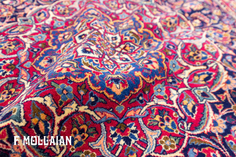 Antique Persian Kashan Dabir Round Rug n°:15375737