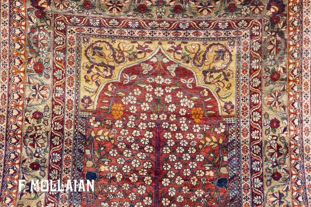 Tappeto Antico con Disegno Preghiera Persiano Kerman in Seta n°:25446477