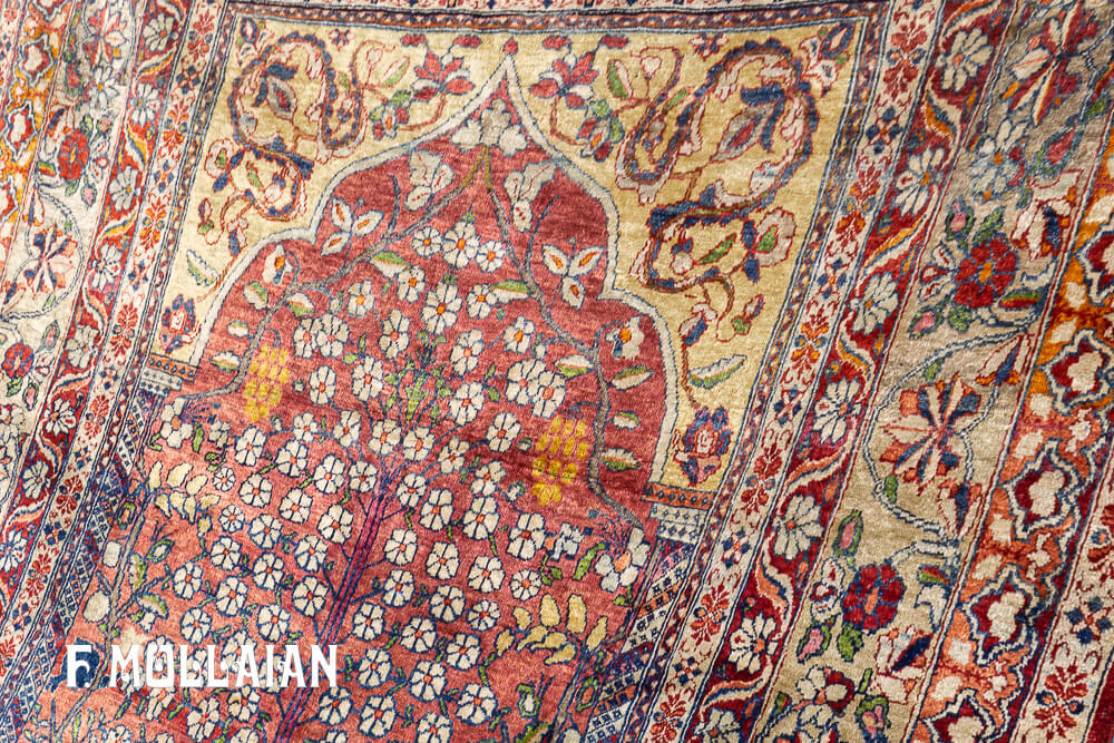 Tappeto Antico con Disegno Preghiera Persiano Kerman in Seta n°:25446477