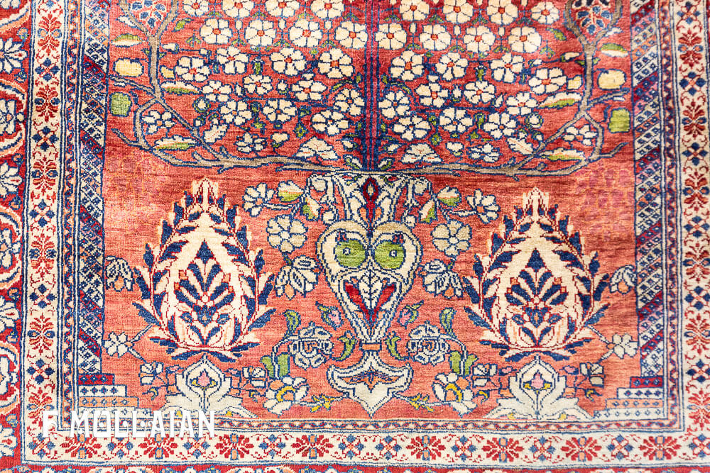 Tappeto Antico con Disegno Preghiera Persiano Kerman in Seta n°:25446477