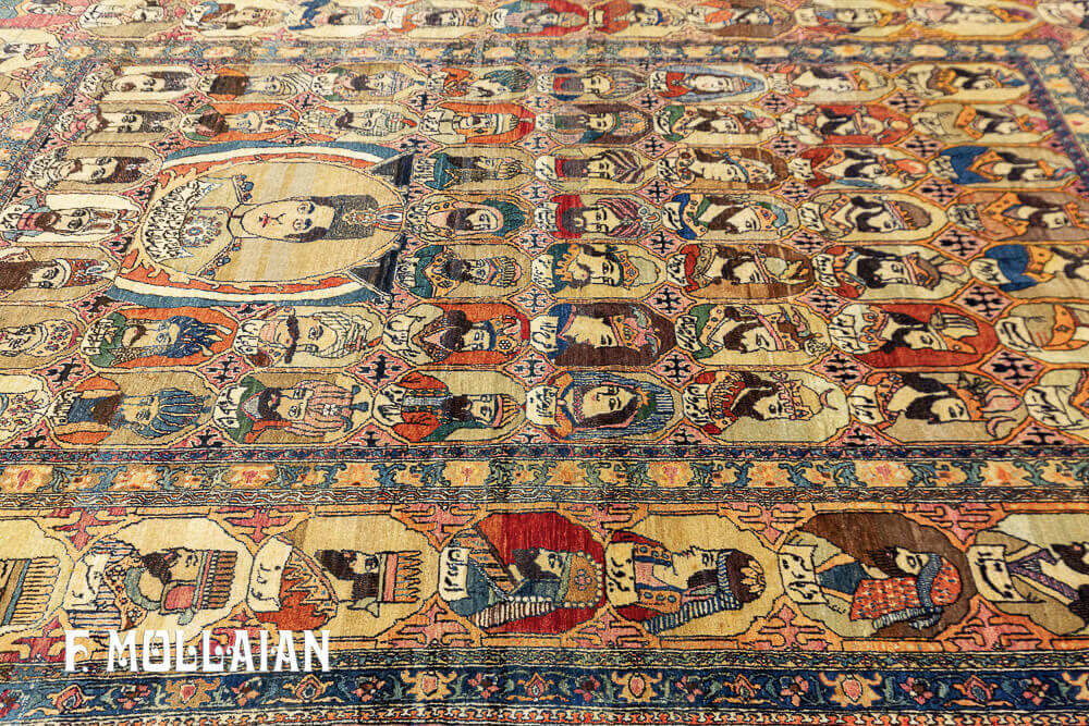 Tapis Pictural Persan Ispahan (Images et noms des rois perses) n°:42053186