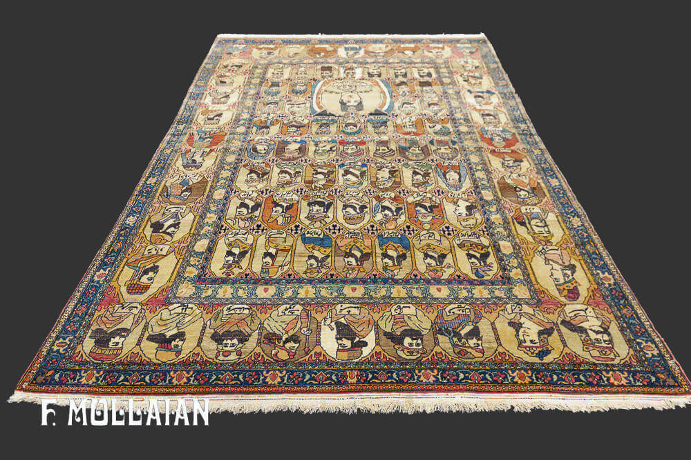 Tapis Pictural Persan Ispahan (Images et noms des rois perses) n°:42053186