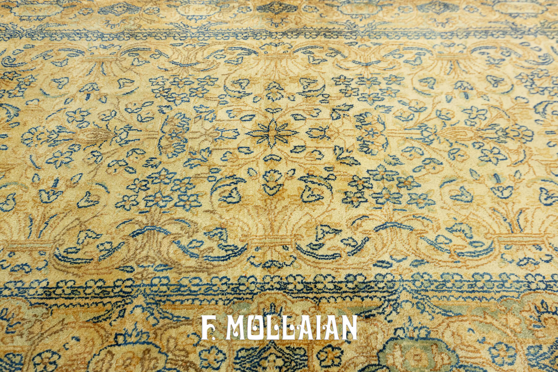 Tapis Persan Kerman Noué Main Couleur Crème-Beige n°:53203907
