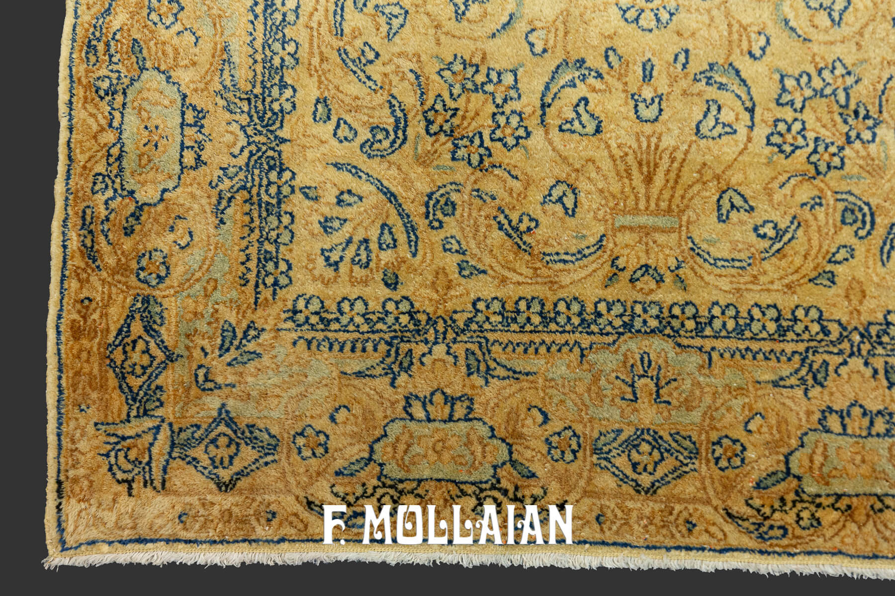 Tapis Persan Kerman Noué Main Couleur Crème-Beige n°:53203907